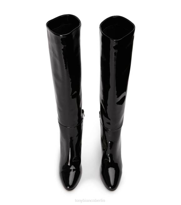 kniehohe Stiefel| de Tony Bianco Frauen Boss-Kalbsstiefel schwarzes Lackleder 4624435